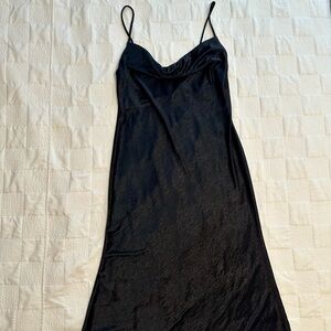 NWOT T.J.Maxx Black Satin Midi Dress